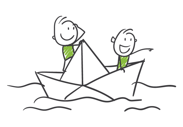 Männchen auf einem Schiff 